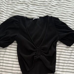 Zara Black Ruched Blouse